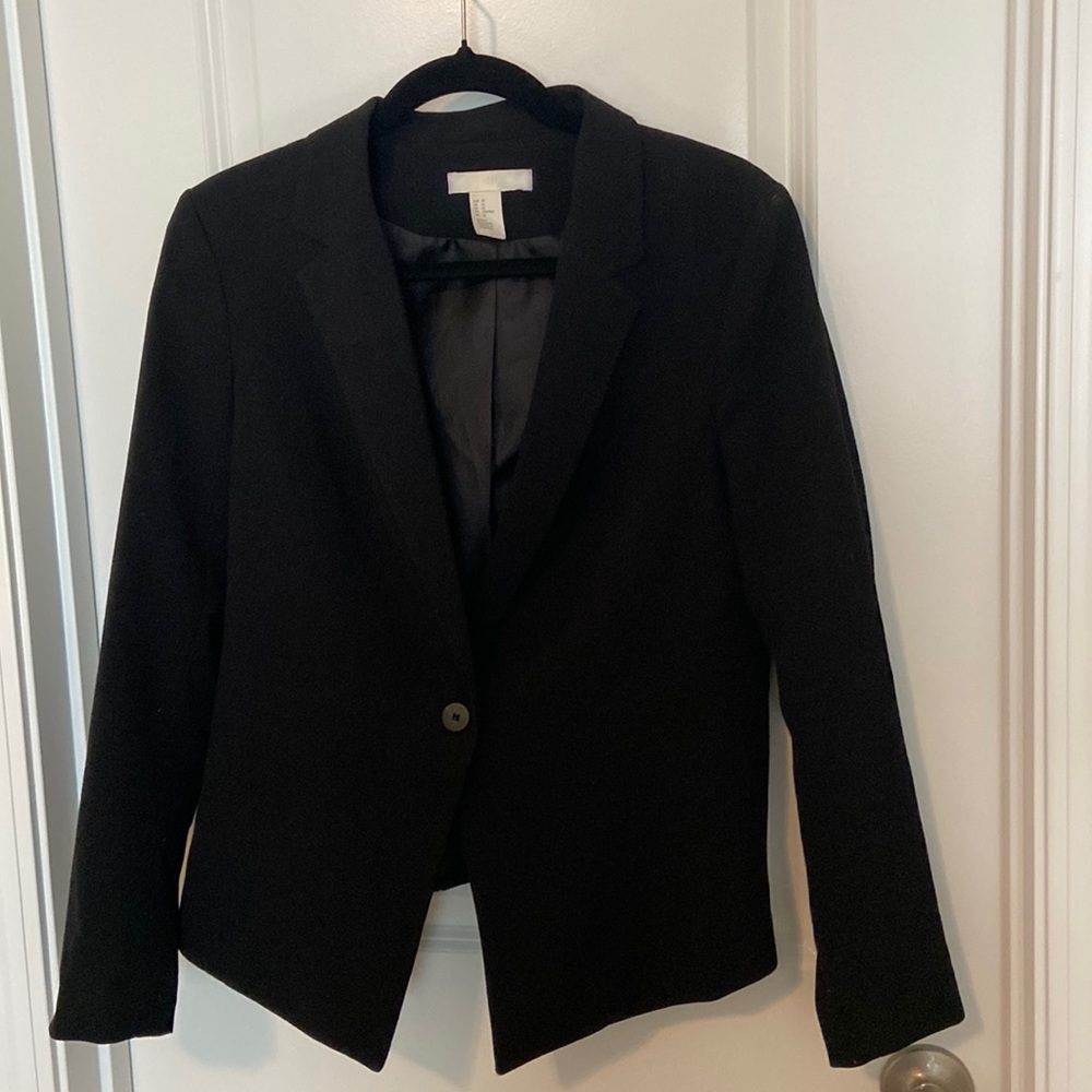 H&M Black Business Blazer Jacket Button 12